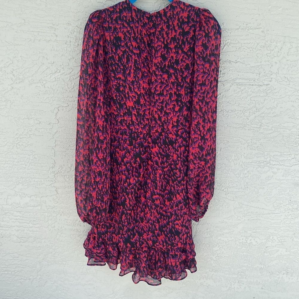 NWT Express Abstract Print Faux Wrap Ruffle Mini Dress Sz M - Picture 6 of 14